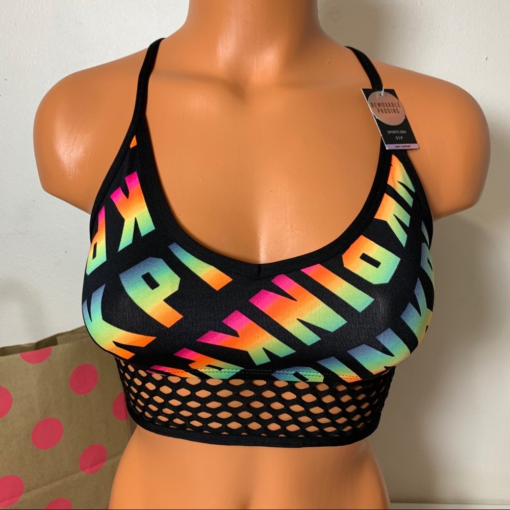 🚫SOLD🚫PINK VS FISHNET LOGO ULTIMATE SPORT BRA - Picture 2 of 5